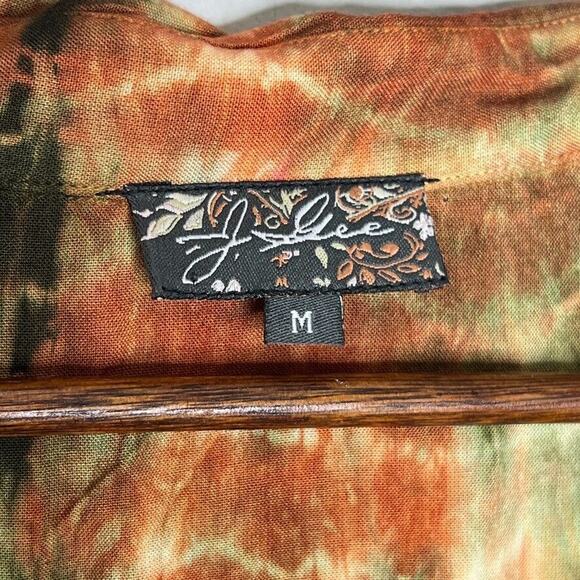 J Gee Green Maroon Tie Dye Short Sleeve Shirt Dress Size Medium - Picture 7 of 10